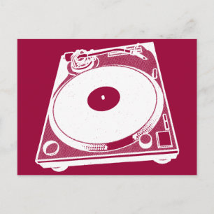 Cartão Postal Gráfico Retroativo Turntable em Branco