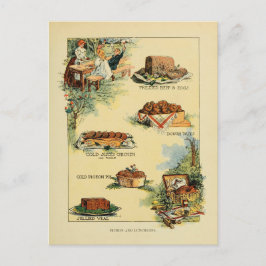Cartão Postal Gráfico Vintage Picnic Comida de 1902