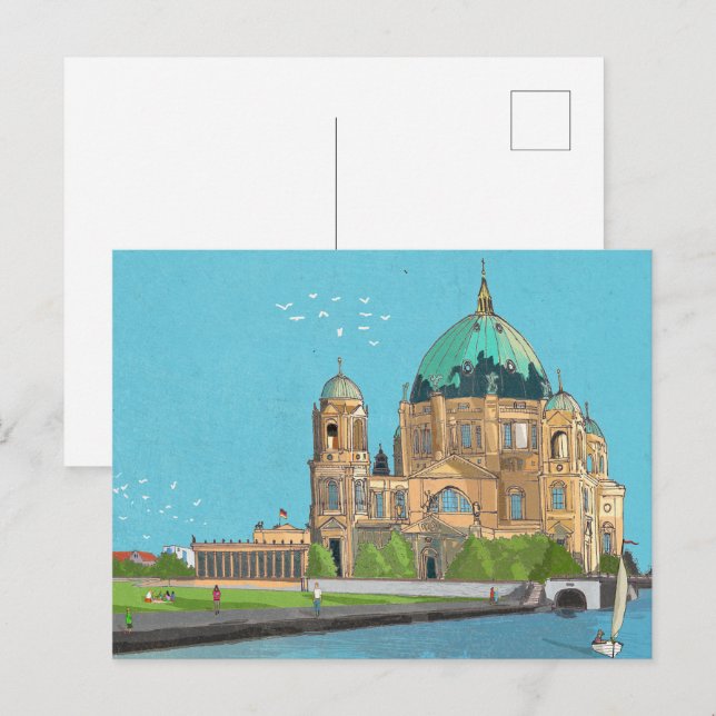 Cartão Postal Gráfico Whimsical Berliner Dom Alemanha (Frente/Verso)