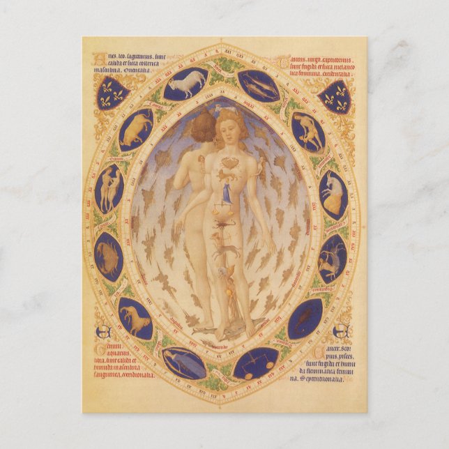 Cartão Postal Gráfico Zodíaco Celestial Antiquado, Astrologia Vi (Frente)