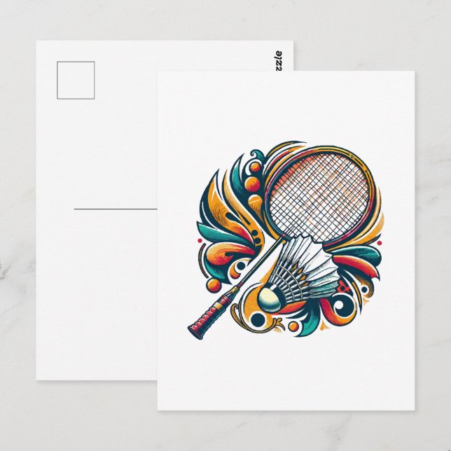 Cartão Postal Gráficos de Badminton (Frente/Verso)