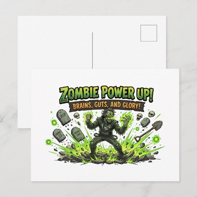 Cartão Postal Gráficos de Jogador de Poder de Zumbi (Frente/Verso)