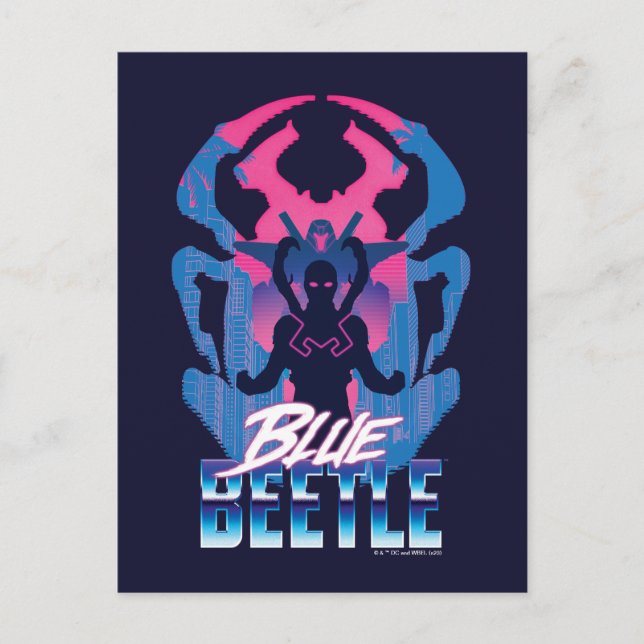 Cartão Postal Gráficos do Blue Beetle Retrowave Versus (Frente)