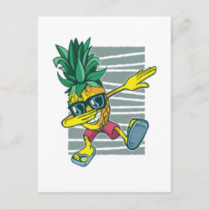 Cartão Postal Gráficos engraçados de abacaxi de cartoon fazendo 