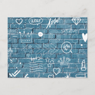 Cartão Postal Grafite branco sobre arte de texto moderno na pare