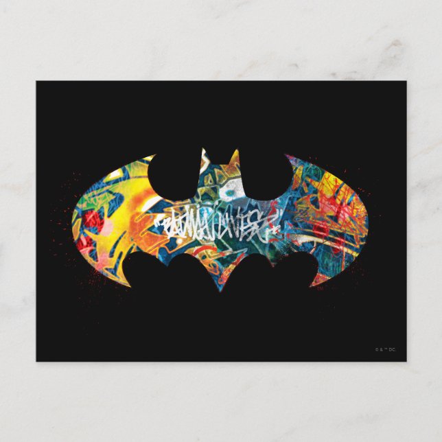 Cartão Postal Grafite do logotipo Batman Neon/80s (Frente)