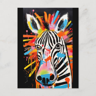Cartão Postal Grafite Zebra colorido