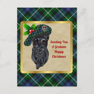 Cartão Postal Graham Clan Crachá & Tartan Natal