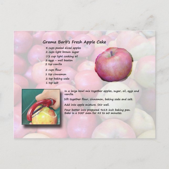 Cartão Postal GramaBarb's Fresh Apple Cake Postcard (Frente)