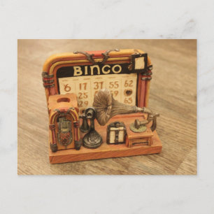 Cartão Postal gramofone antigo em miniatura