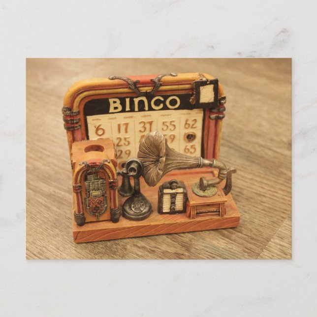 Cartão Postal gramofone antigo em miniatura (Frente)