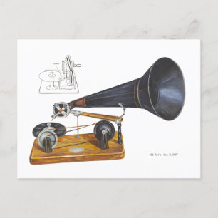 Cartão Postal Gramofone Antiquado