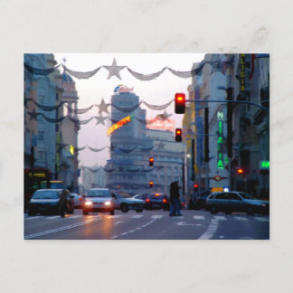 Cartão Postal Gran Vía de Madrid en Navidad