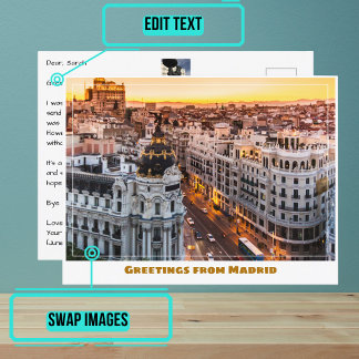 Cartão Postal Gran Via Madrid Espanha Modern
