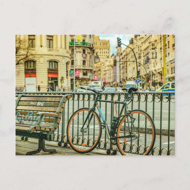 Cartão Postal Gran Via Street, Madrid, Espanha (Frente)