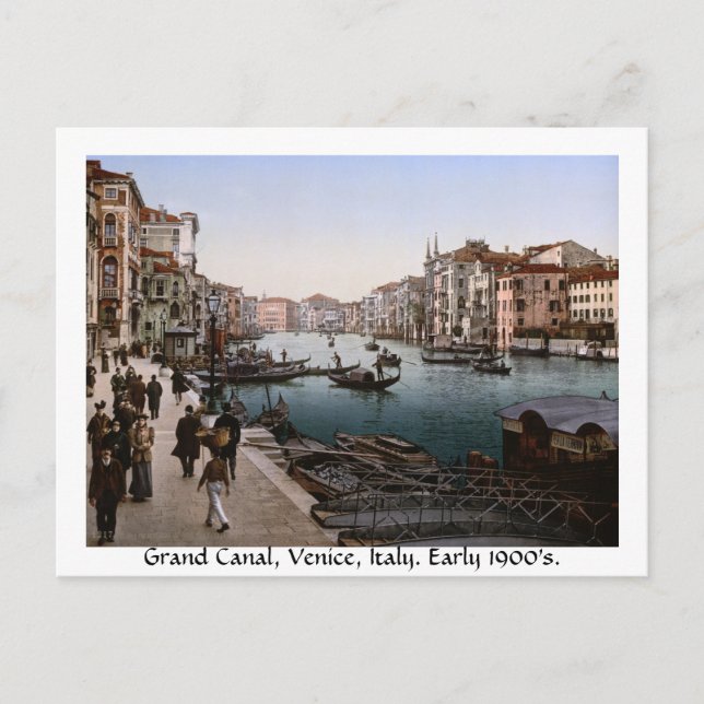 Cartão Postal Grand Canal Venice c1900, vintage Itália (Frente)