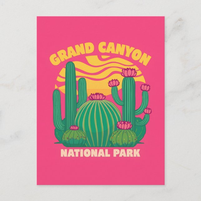 Cartão Postal Grand Canyon Cactus Sunset (Frente)