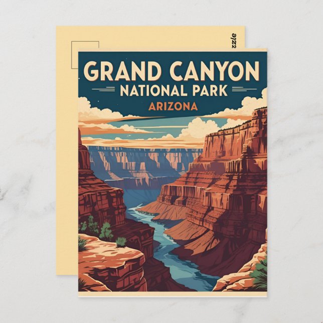 Cartão Postal Grand Canyon National Park Arizona Retro (Frente/Verso)