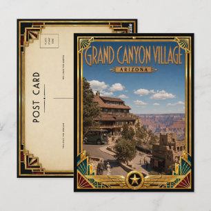 Cartão Postal Grand Canyon Village Arizona Arte Deco Vintage