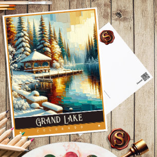 Cartão Postal Grand Lake, Colorado Pintura Vintage