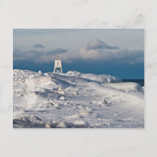 Cartão Postal Grand Marais Harbor Light - Inverno