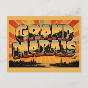 Cartão Postal Grand Marais Minnesota Farol Lago Superior