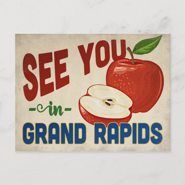 Cartão Postal Grand Rapids Michigan Apple - Viagens vintage (Frente)