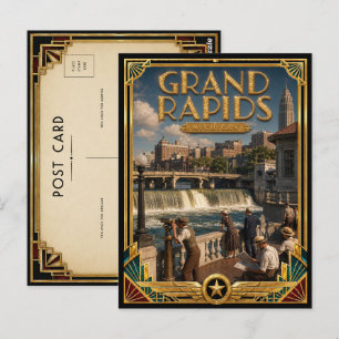 Cartão Postal Grand Rapids Michigan Arte Deco Vintage Idade Dour