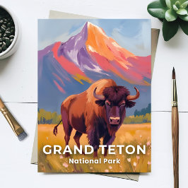 Cartão Postal Grand Teton National Park | Bison Travel Art