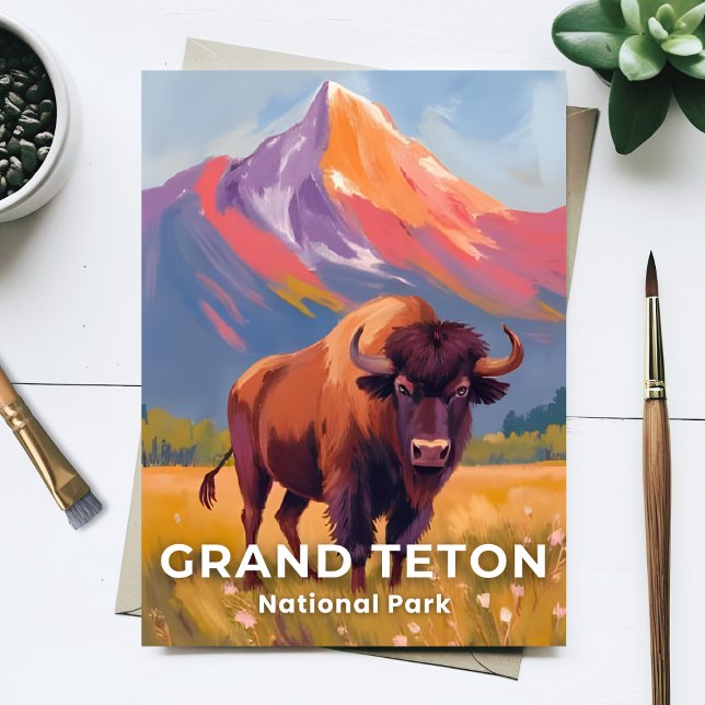 Cartão Postal Grand Teton National Park | Bison Travel Art (Criador carregado)
