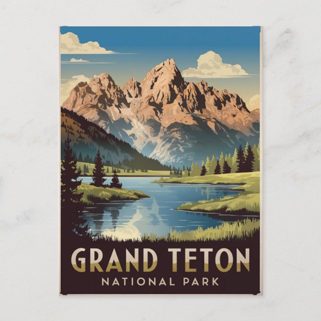 Cartão Postal Grand Teton National Park Vintage (Frente)