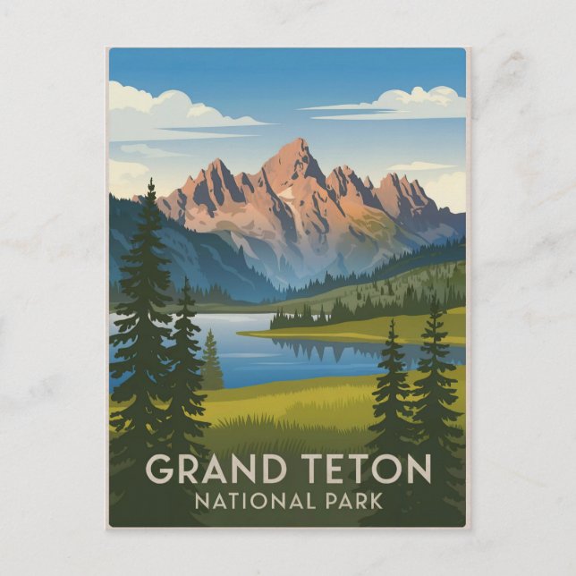 Cartão Postal Grand Teton National Park Vintage (Frente)