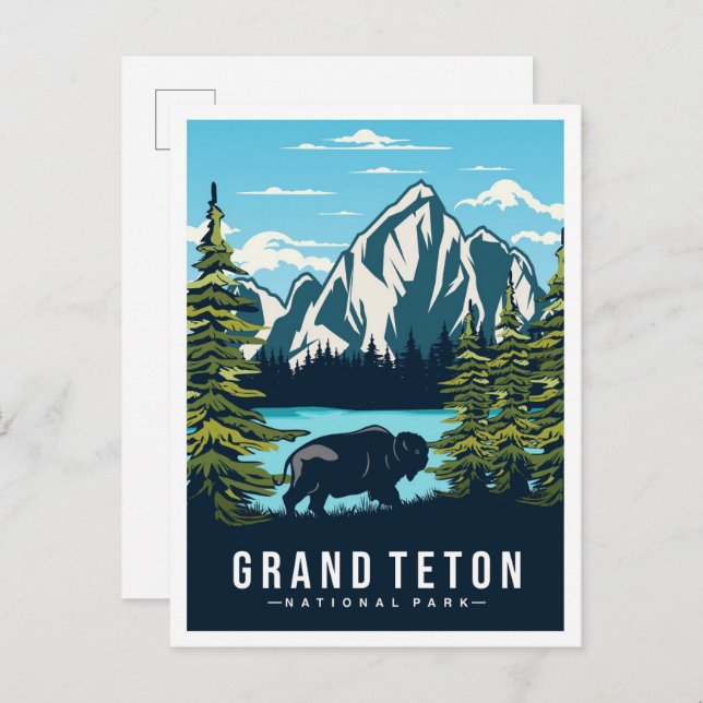 Cartão Postal Grand Teton National Park Wyoming EUA Viagem (Frente/Verso)
