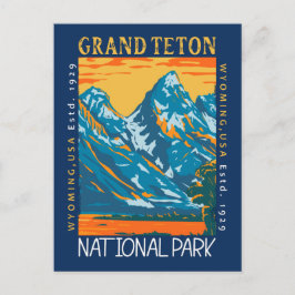 Cartão Postal Grand Teton National Park Wyoming Retro Distante