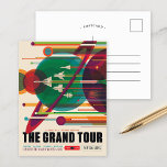 Cartão Postal Grand Tour | Visão do futuro da NASA<br><div class="desc">Este poster da Nasa,  das Visões do Futuro,  homenageia a ambiciosa missão Voyager para estudar Júpiter,  Saturno,  Urano e Netuno. Veja a série de cheios para obter mais imagens de viagem de espaço fictício. Crédito NASA/JPL-Caltech. Use as ferramentas de design para adicionar texto personalizado ou personalizar a imagem.</div>