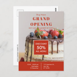 Cartão Postal Grande Abertura da padaria de bolos