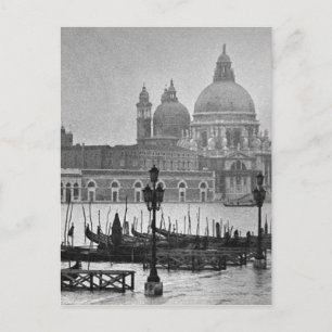 Cartão Postal Grande Canal Branco Negro Venice Itália Viagem