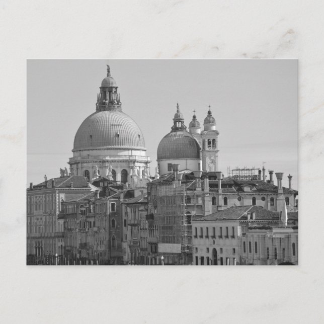 Cartão Postal Grande Canal Branco Negro Venice Itália Viagem (Frente)