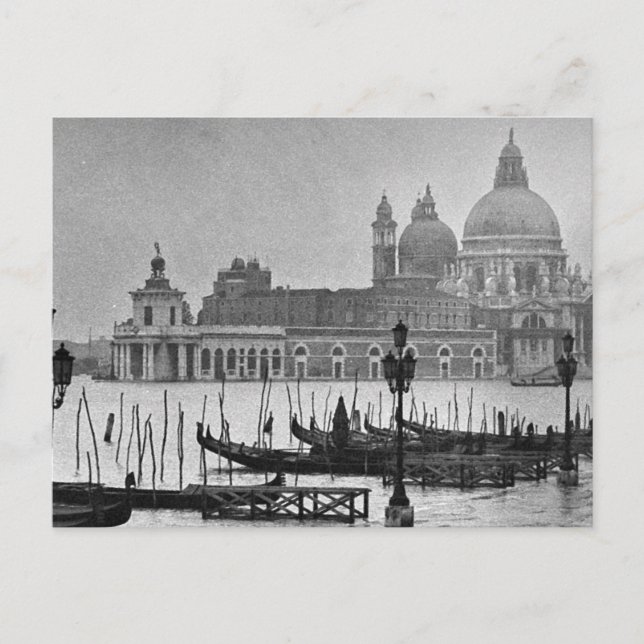 Cartão Postal Grande Canal Branco Negro Venice Itália Viagem (Frente)