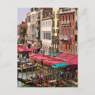 Cartão Postal Grande Canal de Veneza Itália com barcos gôndola