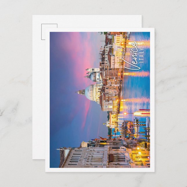 Cartão Postal Grande canal em Veneza Itália com papai noel maria (Frente/Verso)