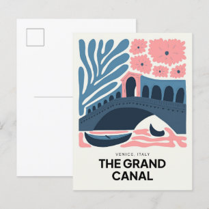 Cartão Postal Grande Canal Veneza Itália floral de viagem abstra