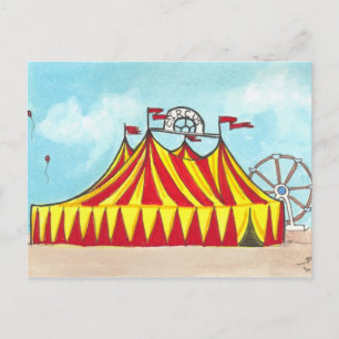 Cartão Postal Grande carta postal de arte de circo com roda giga