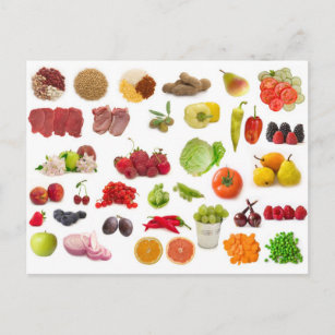 Cartão Postal grande coleção de frutas e produtos hortícolas
