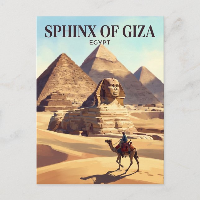 Cartão Postal Grande Esfinge de Gizé Egito (Frente)