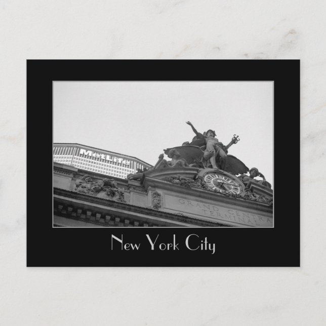 Cartão Postal Grande Estação Central e Edifício Met Life B&W (Frente)