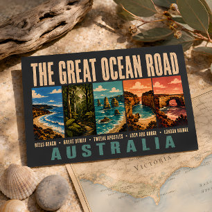 Cartão Postal Grande Estrada Oceânica Ilustração de Pontos Turís