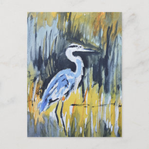 Cartão Postal Grande Garça Azul Expressionista do Pântano