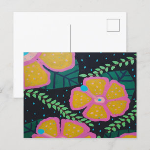 Cartão Postal Grande Hibisco Amarelo em Preto