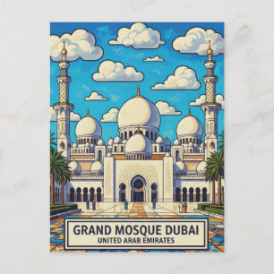 Cartão Postal Grande Mesquita de Dubai UAE Viagem